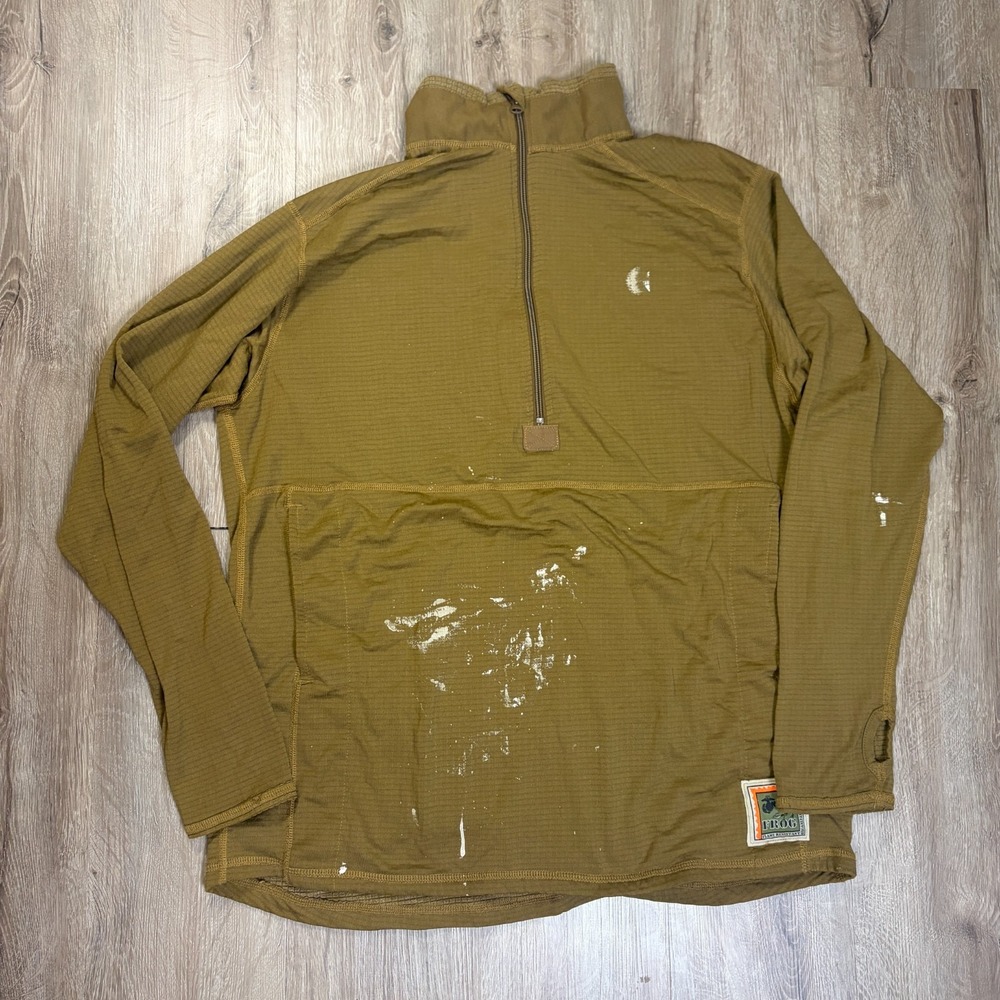 USMC FR Frog Waffle Thermal Top Polartec 1/2 Zip Fleece Large Long Coyote Brown